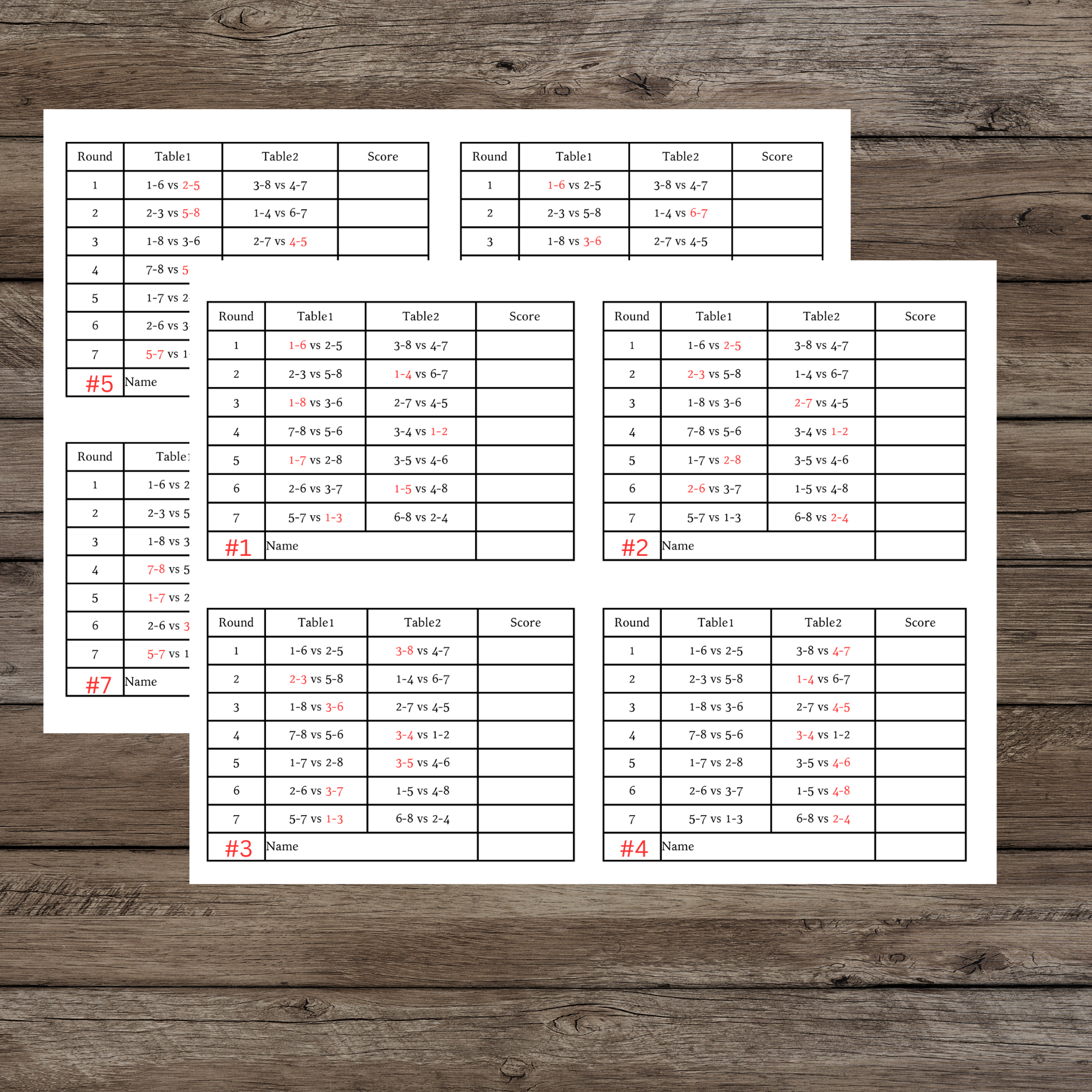 2 tables progressive bridge tally 8 person(instant download)